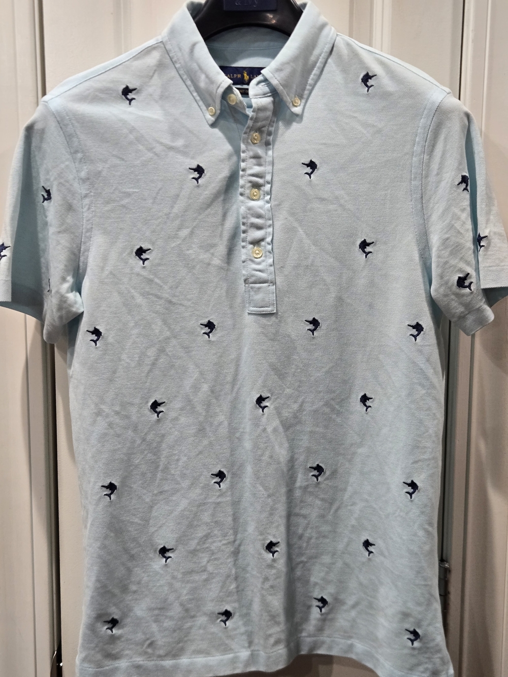 Ralph Lauren Light Blue Polo with Navy Embroidered Motif